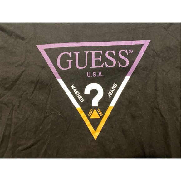 Guess Shirt Mens Medium Black Los Angeles Triangle Graphic Logo - Picture 2 of 5